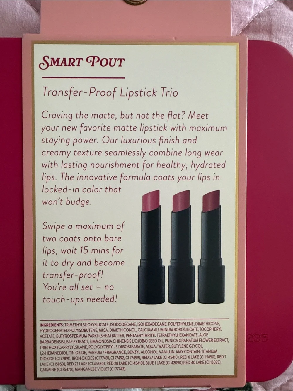 Laura Geller Pink and Magenta Lipstick Trio Packaging